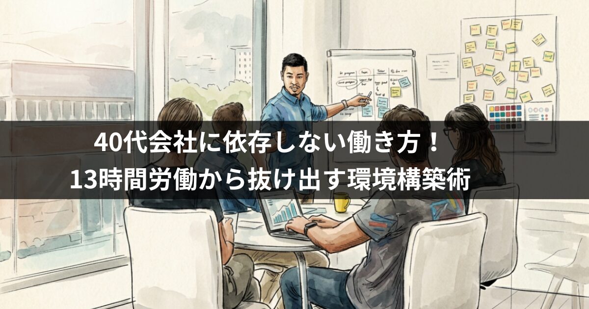 40代会社に依存しない働き方！13時間労働から抜け出す環境構築術